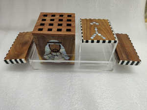 Quemador de incienso madkan Bakhoor, madera y Perla madre, con caja acrílica y bandeja, conjunto de Bakhoor de United World Trade - Product Image 2