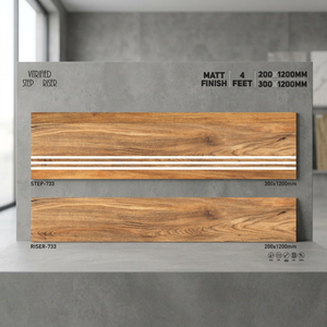 กระเบื้องปูพื้นเซรามิกแบบด้าน: 1200x300 มม., คุณภาพสูง ขอบบันไดกระเบื้องพอร์ซเลน: 200x1200 มม., เคลือบลายหินอ่อน - Product Image 2