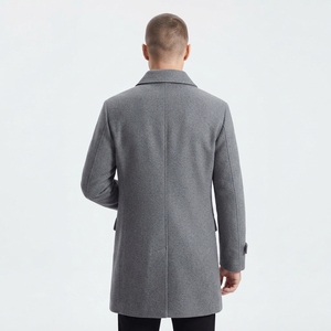 High Quality <b>Men's</b> Woolen <b>Pea</b> <b>Coat</b> Classic Double Breasted Fur Trim Slim Fit Winter Outdoor <b>Coats</b> - Product Image 5