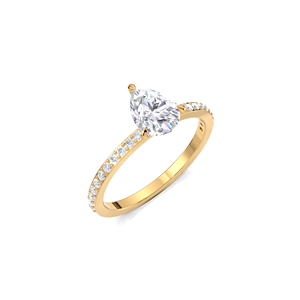 Bague de fiançailles en diamant de laboratoire taille poire 1 carat certifié IGI pour femme, en or jaune, blanc et rose 18 carats, avec pavé, pour mariage - Product Image 2