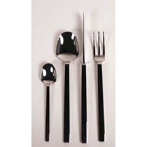Ensemble de couverts en acier inoxydable au design moderne avec poignée noire, aspect royal, pour mariage et maison - Product Image 1