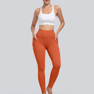 Legging sans couture de couleur orange pour femmes, respirant, léger, contrôle de l'humidité, coupe-vent, résistant à l'eau, ceinture élastique - Product Image 5