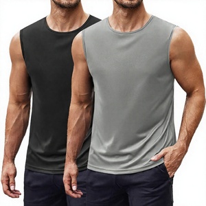 Débardeur sans manches pour homme, col rond, couleur unie, séchage rapide, tricoté en polyester, vêtements de sport décontractés, gris, noir - Product Image 4