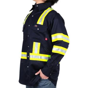 Chemise de sécurité haute visibilité classe 2, réfléchissante, manches longues, vêtements de travail avec bandes jaunes et poches poitrine - Product Image 2