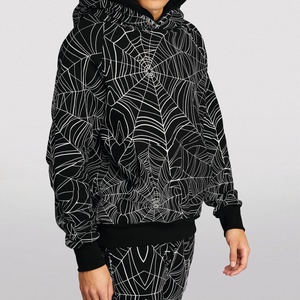 Sudadera con Capucha Unisex de Nuevo Diseño, Cálida para Invierno, con Forro Polar, Sublimada, con Patrón de Telaraña y Parches - Product Image 3