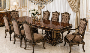 Palace-Inspired Gold Finish Upholstered King <b>Dining</b> Set Durable Solid Wood <b>Dining</b> <b>Table</b> Chair Set Buy 8-Seater <b>Dining</b> Furniture - Product Image 5