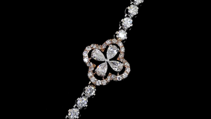 Collier à une ligne de diamants cultivés en laboratoire à motif floral |   Collier de mariage et de mariée élégant |   Bijoux fins en argent - Product Image 5