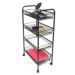 3 Tier Chrome Metal Wire Mesh Rolling Cart Utility <b>Trolley</b> <b>Storage</b> Shelf Side Handle Kitchen Office Organizer - Product Image 5