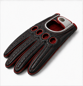 Guantes de Conducción de Cuero Marrón Tostado Hechos a Mano, Perforados, con Cierre Cobrax, Pantalla Táctil, Transpirables, Antideslizantes, Unisex, Clásicos para Automóvil - Product Image 4