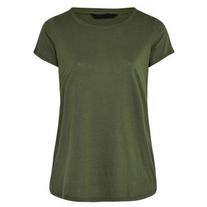 Camiseta Casual Holgada de Talla Grande para Mujer, Manga Corta, Cuello Redondo, Color Sólido, Top de Verano, Mezcla de Algodón Suave, Venta al Por Mayor OEM - Product Image 1