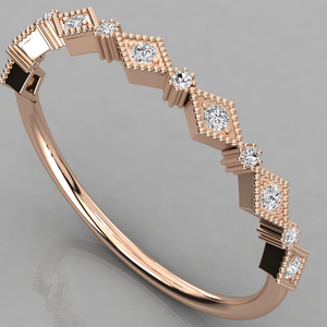 Anillo de Eternidad Minimalista Apilable para Mujer, Chapado en Rodio con Oro Sólido de 18K y Diamantes Naturales Originales, Conjunto de Anillos de Boda - Regalo para Fiesta - Product Image 6