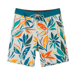 Men's Teal Gradient Color Quick Dry 160g Woven Polyester Mid Waist Drawstring Swim Trunks - Product Image 3