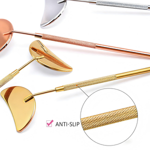 Premium Personalized Stainless Steel Gold-Plated Wall-Mounted Cosmetic <b>Mirror</b> Slim Handle for Precision Lash Application - Product Image 3