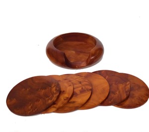Juego de Posavasos de Madera de Nogal Clásico Premium para Tazas de Café, Vasos de Agua, Decoración de Mesa, Color Natural de la India, Tamaño Personalizado - Product Image 5