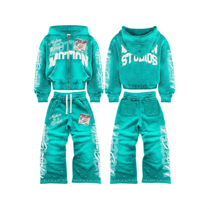 Ensemble de survêtement d'hiver premium pour homme avec sweat à capuche zippé, veste oversize à capuche, pantalon de jogging décontracté en molleton brossé doux et motif imprimé - Product Image 2