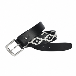 Custom Black Genuine <b>Leather</b> High Eco-Friendly Durable Polo <b>Belt</b> Handcrafted Woven Argentine Style Casual Jeans Unisex Steel - Product Image 4