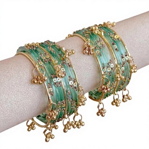 Highest Selling Viral Trendy Kashmiri Jhumki <b>Bangles</b> Set Bridal Wedding Party Wear Premium Wholesale PriceResin Crafts - Product Image 1