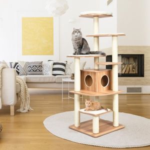 Multi-Layer Wood <b>Cat</b> <b>Tree</b> with <b>Scratch</b>-Resistant Rope Premium <b>Cat</b> Scratcher & Furniture - Product Image 5