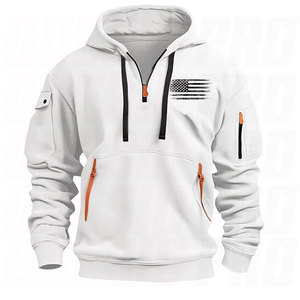 Sudaderas con capucha personalizadas para hombre, con cremallera de un cuarto, forro polar, estilo táctico, tipo cargo, holgadas, para entrenamiento - Product Image 6