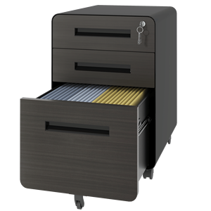 Armadietto Portadocumenti Mobile a 3 Cassetti per Ufficio Domestico, in Metallo Completamente Assemblato, con Serratura e Ruote, Colore Nero - Product Image 6
