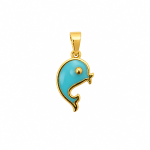 Ensemble de boucles d'oreilles pendantes en or jaune 18 carats avec saphir, motif dauphin, pour femme, finition polie, design animalier, cadeau de mariage ou de fête, bijoux - Product Image 3