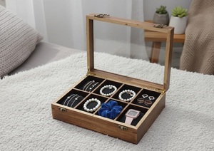 AHTE MANUEXPO UR-065 Mens Wooden Watch <b>Display</b> <b>Case</b> 10 Slot Seasoned Wood Organizer Handmade Storage <b>Case</b> Glass Lid Brass Lock - Product Image 5