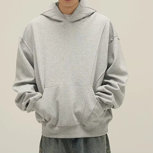 High Quality Oversized Drop Shoulder Hoodie Cotton Fleece No <b>String</b> Blank Streetwear <b>Top</b> For Unisex - Product Image 4