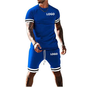 Conjunto Deportivo de Verano Personalizado con Logotipo de Diseñador, 100% Algodón, 2 en 1, Camiseta y Pantalones Cortos para Hombre, Estilo Casual, para Gimnasio - Product Image 1