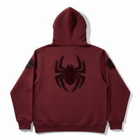 Supplier Hoodie Musim Dingin Trendi Grosir Pria, Tracksuit Grafis Cetak Digital, Pullover Fleece Jaring Laba-laba Berhias Rhinestone, Unisex Streetwear