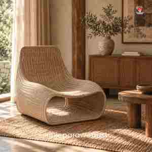 Fauteuil lounge vintage en rotin tressé à la main, chaise de détente en osier courbé pour salon, hôtel, villa, complexe hôtelier - Product Image 1