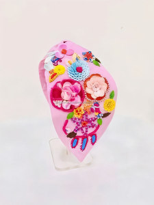 Diademas Unisex de Tela Bordada a Mano con Detalles Florales con Cuentas, Ajustables y Ecológicas para un Confort Suave - Product Image 4