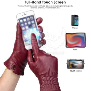 Gants de style classique en cuir véritable de qualité supérieure, compatibles avec les écrans tactiles, doublés, respirants, confortables, durables, pour le sport et les loisirs - Product Image 3