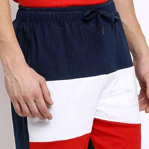 Shorts de bain décontractés pour hommes, à blocs de couleur, séchage rapide, avec cordon de serrage, rouge, blanc, marine - Product Image 6