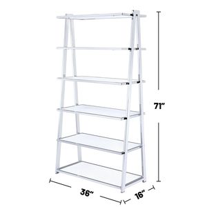 Librerie Eleganti a 6 Ripiani Fissi in Bianco Lucido e Cromo - Product Image 3