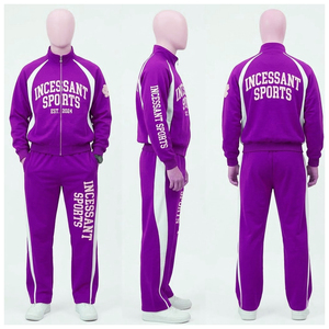 Wholesale Autumn Winter Hooded Sweatpants Jogger Suits Solid Tracksuit <b>Sweat</b> <b>Set</b> Custom Patchwork Dyed 100% Cotton Tracksuits - Product Image 3