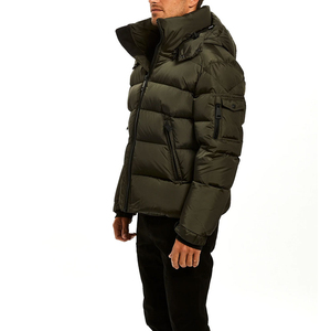 Men's New Fashion Winter Work Puffer <b>Jacket</b> Thick Water-Resistant Knitted Fabric Stand Embroidery <b>Packable</b> Hooded OEM Service - Product Image 4