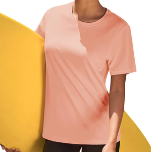 Compre Ahora Camiseta Deportiva para Mujer, Tejido Elástico Transpirable, Absorbe la Humedad, Top Deportivo Suave y Cómodo, Camiseta con Logotipo Personalizado OEM ODM - Product Image 3