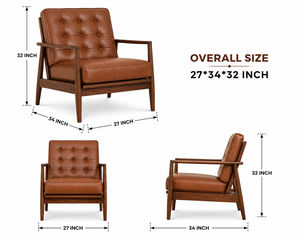 Sillón de Cuero de Estilo Moderno, Sofá Individual de Cuero Genuino, Comodidad Premium para Muebles de Sala de Estar, Villa, Hotel y Oficina - Product Image 2