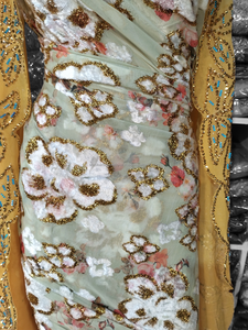 Somalian Velvet maqbal Dirac ด้วยการออกแบบดอกไม้และสีสันที่สวยงามสำหรับงานแต่งงานและงานพิเศษ - Product Image 3