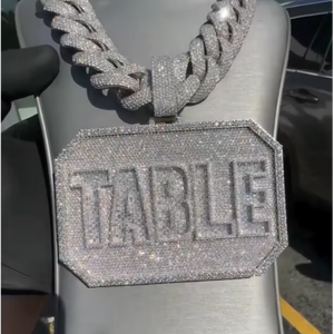 Colgante de Moissanita VVS Iced Out de Fábrica, Plata 925, con Letra Personalizada, Apto para Probador de Diamantes, Colgante de Moissanita Personalizado para Hombre - Product Image 1