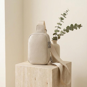 Unisex Genuine Leather Crossbody Chest <b>Bag</b> Minimalist <b>Sling</b> Backpack with Multi Pockets & Secure Zipper - Product Image 4