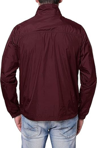 Wholesale Premium Men's Burgundy Windproof Zipper Jacket Casual Stand Collar Polyester Lightweight Autumn Outerwear - Product Image 2