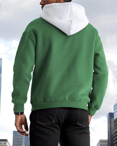 เสื้อฮู้ดดี้ผู้ชายแบบ OEM สีสันตัดกัน ผ้าฟลีซ แขนยาว มีเชือกผูก ปรับได้ สไตล์ลำลอง ดีไซน์เนอร์ พร้อมกระเป๋า - Product Image 2