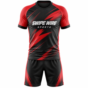 เสื้อฟุตบอลแบบสั่งทำพิเศษของ Swipe Wire Sports รุ่น Unisex คอวี แขนสั้น ผ้าโพลีเอสเตอร์ระบายเหงื่อได้ดี ทรงปกติ ชุดยูนิฟอร์ม - Product Image 2