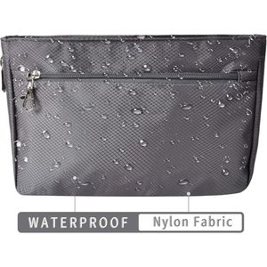 Bolso de Mano Extensible de Nailon Gris Oscuro Extra Grande, Organizador de Bolso, Inserto Moldeador, Bolsa de Almacenamiento Funcional - Product Image 3