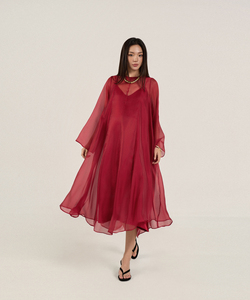 Vestidos Midi de Seda de Lujo con Cuello Redondo y Manga Regular, Minimalistas, Holgados, Transpirables, de Organza Transparente para Maternidad - Product Image 1