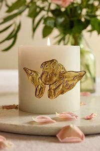 Bougie ange plaquée or, figurine décorative pour table, ornement pour la Saint-Valentin, thème amour, design traditionnel fait main - Product Image 1