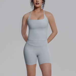 Ensemble de yoga 2 pièces pour femme, style vintage, en tissu Oxford court Spandex/Coton, longueur mi-mollet, imperméable, écologique et respirant - Product Image 6