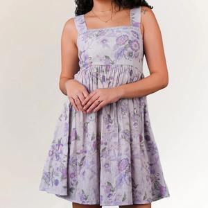 Robe trapèze légère en coton et jute de qualité export, couleur lilas, pour boutiques, commandes OEM et en gros disponibles à prix abordable - Product Image 2