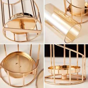 Golden Metal Candle Holder 7.87 in/20 cm and 6.3 in/<b>16</b> cm Home Decoration Lanterns Set - Product Image 2